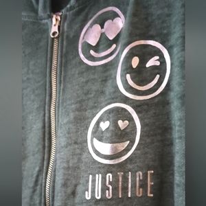 Justice (girls/juniors) sz 14 Green Emoji Zip up Hoodie